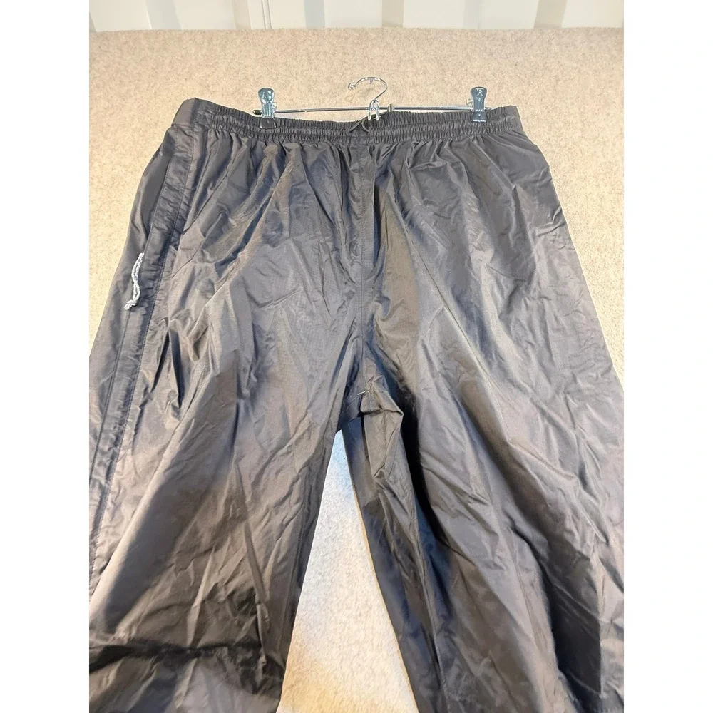 Red Ledge Mens Waterproof Rain Pants Black Ripstop Elastic Waist Outdoor XL